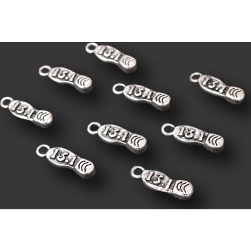 WKOUD 6pcs Silver Color Hobby Sports Marathon Racing Alphabet Necklace Bracelet DIY Metal Sports Jewelry Alloy Pendants A1602