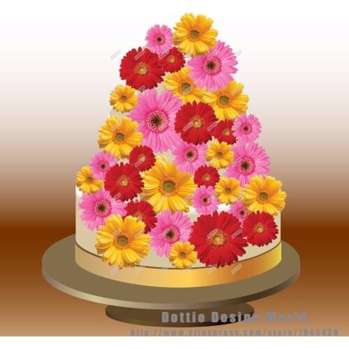 25 Mixed Daisy Edible Cake Topper Wafer Rice Paper Wedding Cake Cupcake Cookie Topper Birthday Baby Shower Cake Decoration