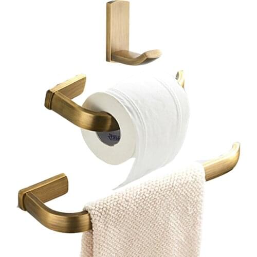 Leyden Antique Brass 3pcs Towel Ring Holder Toilet Paper Holder Roll Paper Holder Clothes Towel Hook Bathroom Accessories Set