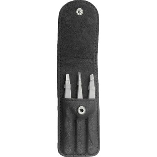 3Pcs Stainless Steel Eyebrow Plucking Clip Brow Hair Removing Tweezer with Free PU Bag