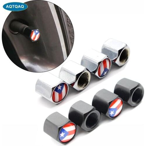 4Pcs/set Car Styling Zinc Alloy Anti-theft Puerto Rico National Flag Car Tire Valve Caps Wheel Tires Tire Stem Air Cap