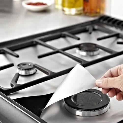 4pcs Universal Gas Range Stove Top Burner Protector Heavy Duty Oven Liners Sheets Cook Ant-Oil Pad Microwave Cover Oven Tool