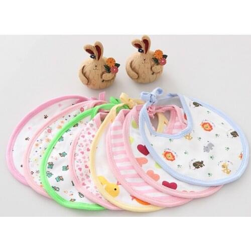 5pcs Baby Cotton Fashion Soft Unisex Comfortable Cartoon Pattern Bibs Random Delivery