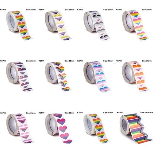 500PCS Stickers 25mm Rainbow Transgender Bisexual Asexual Paper Sticker Label Packaging Seals Crafts Favor Tag Toppers Labels
