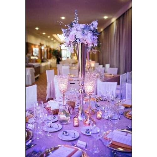72cm Tall Silver Metal Wedding flower vase Aisle Road leads Flower Stand Wedding Decoration Table centerpiece