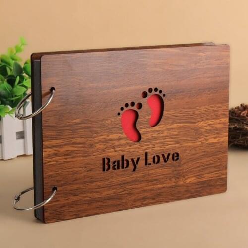 Creative Baby Growth Memory Book Handmade Wooden DIY Photo Album Gift 8 Inch Wooden Wire Binding Scrapbooking Birthday Gift