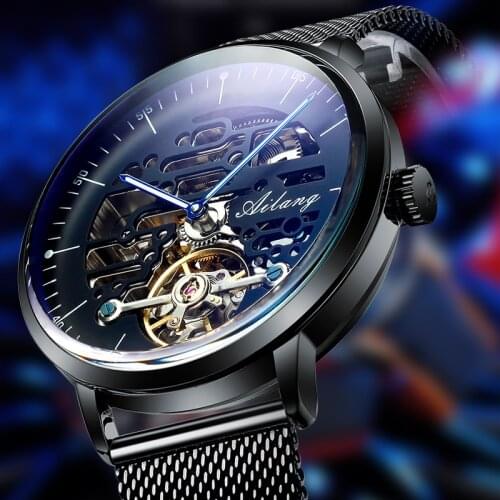 AILANG Stainless Steel Automatic Mechanical Mens Watch Luminous Tourbillon Mens Sports Waterproof Luxury Mens Watch 8633
