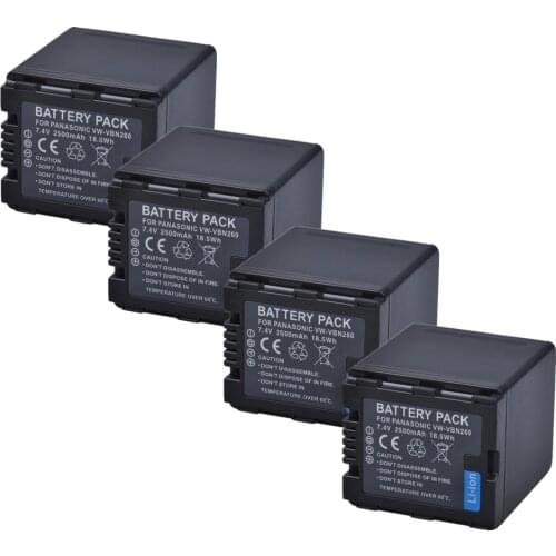 Batmax 4pc 2500mAh VW-VBN260 Camera Battery for Panasonic VW-VBN130 VW VBN130 VW-VBN390 VW VBN390 HC X920M TM900 SD800 HS90