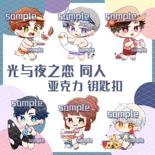 Anime Light and Night Evan Sariel Charile Jesse Osborn Acrylic Keychain Key Rings Cosplay School Bag Itabag Pendant Toys Gifts