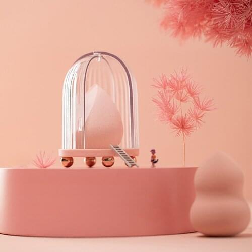 Storage Case Makeup Puff Holder Empty Cosmetic Beauty Egg Bracket Dryer Gourd Powder Puff Rack Holder with Cover Makeup
