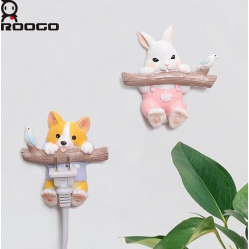 Roogo Key Holder Wall Home Decor Accessories Creative Animal Hanger Cute Door Coat Hook Rack For Kids Room Decoration