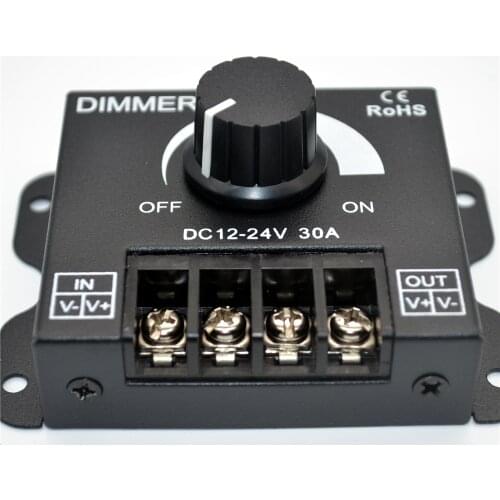 LED Dimmer DC12-24V 8A 30A 96W 360W Adjustable Brightness Lamp Strip Driver Single Color Light Power Supply Controller 5050 3528
