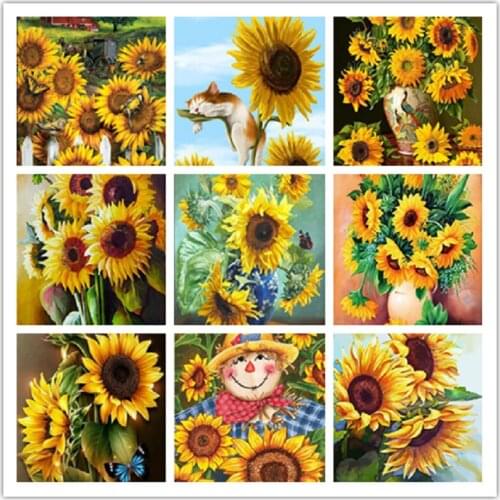 Home Decoration Hanging Painting DIY 5D full Diamond Embroidery Sunflower Cross Stitch Square&Round Diamond Painting