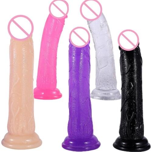 Erotic Soft Jelly Dildo Realistic Suction Cup Anal Penis Dick Clitoral Stimulator Female Masturbator Adult Sex Toys for Woman