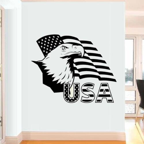 USA Flag Map Wall Sticker United States Of America Eagle Symbor USA Pvc Wall Art Sticker Bedroom USA Flag Wall Decal Home Decor