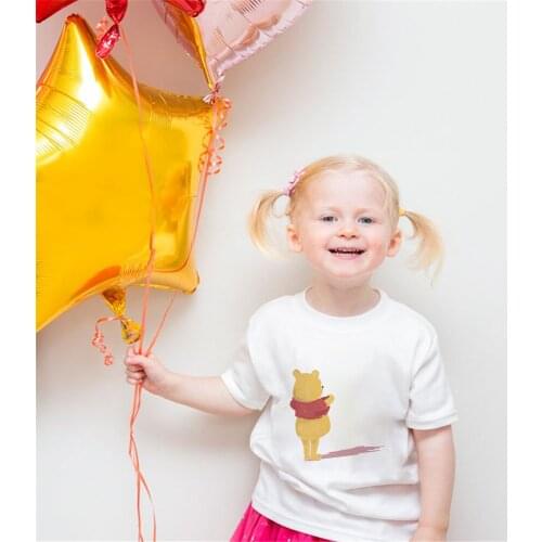 New Disney Children Cartoon 2021 Summer Winnie The Pooh Baby Short Sleeve T-Shirt Casual Harajuku Clothes O-neck Kawaii Tee