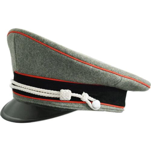Reproduction WW2 GERMAN ELITE OFFICER BRIMMED HAT CAP COLLECTIBLES WOOLEN SILVER CHIN CORD -SIZE 57 58 59 60 cm Military 5605101