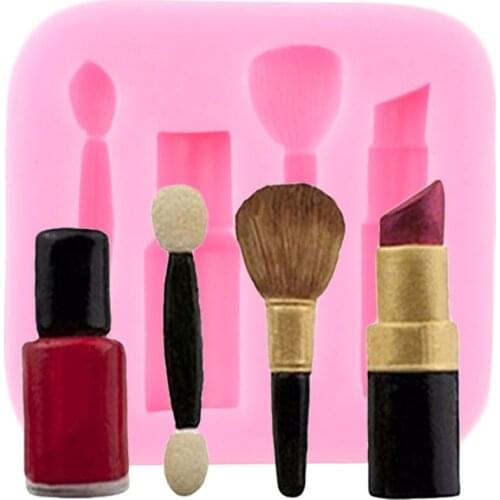 Makeup Tools Lipstick Nail Polish Silicone Molds Cupcake Topper Fondant Cake Decorating Tools Chocolate Candy Polymer Clay Mould