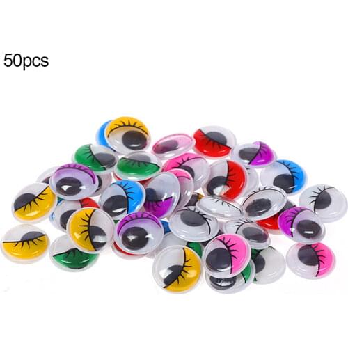 100Pcs Adhesive Wiggly Googly Eyes with Eyelash DIY Craft Accessory Mixed Color Kids Educational Toys for Children Gifts