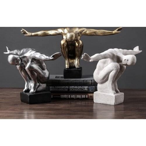 Creative Retro Diver Statue Decor Art Crafts Figurine Abstract Sculpture Home Office Desktop Decoration Ornament Gift