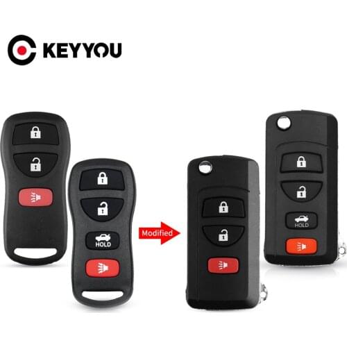 KEYYOU Modified Remote Car Key Shell Case For NISSAN Pathfinder Titan Versa Maxima Frontier Xterra Murano INFINITI 3/4 Buttons