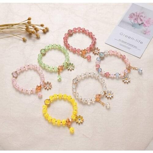 Trendy Cute Daisy Crystal Charm Bracelet Girls Kids Children Birthday Gift Jewellery