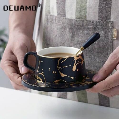 Nordic Style Marble coffee mug matte gold series ceramic tea cup luxurious Vintage Cafe Bar Mark cup Christmas party supplies