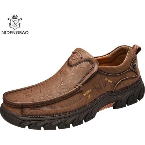 2020 New Men Loafers High Quality Mens shoes Leather Casual Shoes Waterproof Work Shoes Cow Leather Loafers Plus Size 38-48