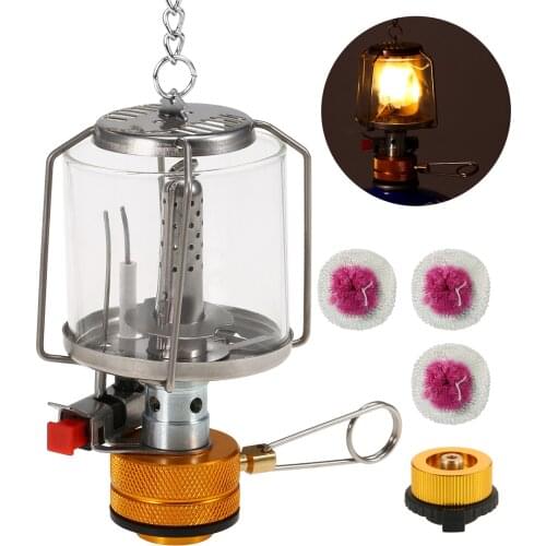Outdoor Portable Camping Gas Lantern Piezo Ignition Mini Gas Tent Lamp Light with 3 Mantles and Adapter Portable Gas Light
