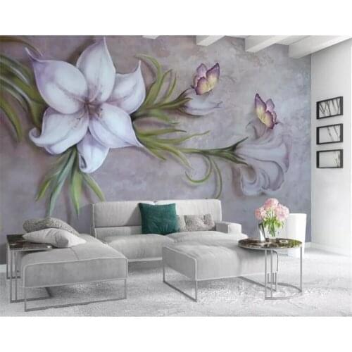 Beibehang Custom wallpaper 3D embossed floral butterfly TV background wall 3d home decoration living room bedroom 3d wallpaper