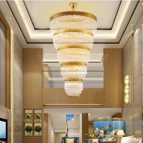 Post-modern duplex building hollow living room crystal lamp chandelier villa living room complex building hotel project lamp
