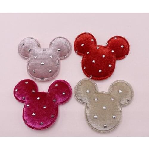 Sew on 5*4.5cm 20pcs/lot Plush mickey Padded Patches Appliques For Clothes Sewing Supplies Decoration for BB Clip Decoration