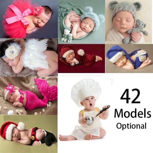 Newborn Photography Props Accessories Infant Photographie Clothing Outfit Boys Girls Hat Crochet Fotografia Costume 42 Models