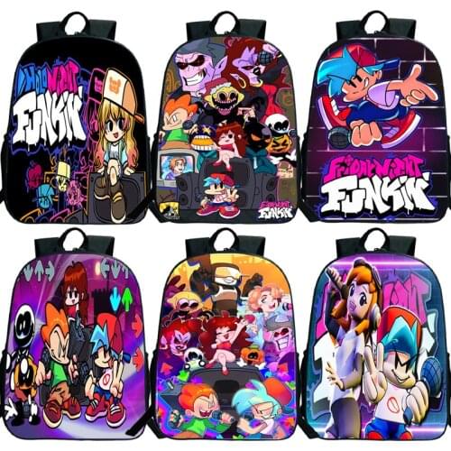 Cartoon Friday Night Funkin Backpack Students Schoolbags Boys Girls Bookbag Teens Laptop Knapsack Unisex Travel Rucksack Mochila