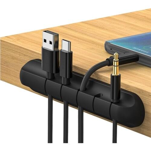 Silicone Desk Cable Organizer Table Clips USB Cables Winder for Headphone Mouse Desktop Cord Kabel Organizers Tidy Management