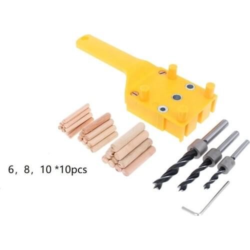 New Carpentry 6 8 10mm Drill Bits with Wood Dowel Wood Drilling Doweling Hole Tools Drill Guide Tool Woodworking Dowel Jig