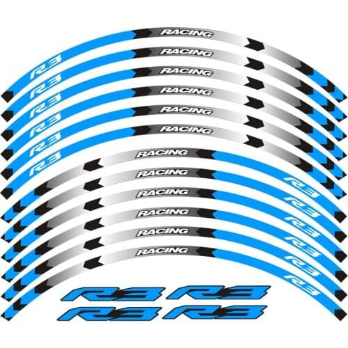 For YAMAHA YZF R3 7 color motorcycle 17inch wheel decals Reflective stickers rim stripes YZF-R3 motorbike R3