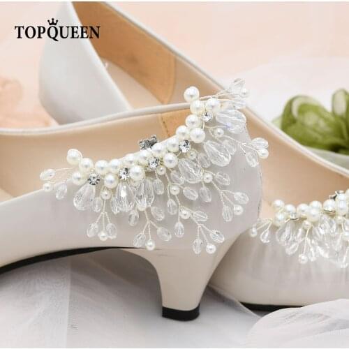 TOPQUEEN-X13 Shoes Accessories Clip Bridal Rhinestone Creative Pearls Decoration Popular Flower Sandals Detachmen Pinkage