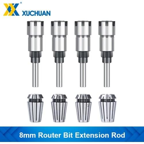 Router Bit Extension Rod 8mm Shank Tool Holder Collet with ER16 ER20 Spring Collet CNC Engraving Machine Extension Woodwork Tool
