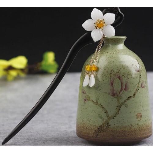 20 Design black Sandalwood vintage hair accessory,original Aventurine ebony hair jewelry, nature stones flowers ethnic hairpin