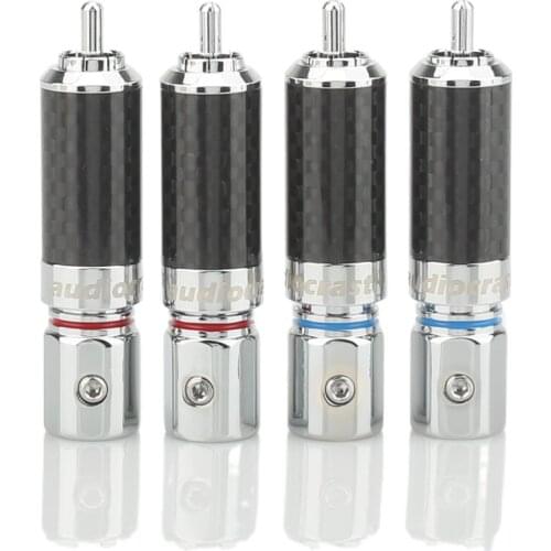 1pc High Quality Rhodium Plated Carbon Fiber RCA Plug Connector Hifi Auido Cable Plug