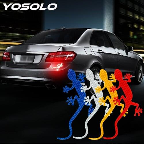 YOSOLO Car Reflective Sticker Bumper Car Sticker Auto Decor Safety Warning Mark Car-styling Gecko Reflective Strip Tape
