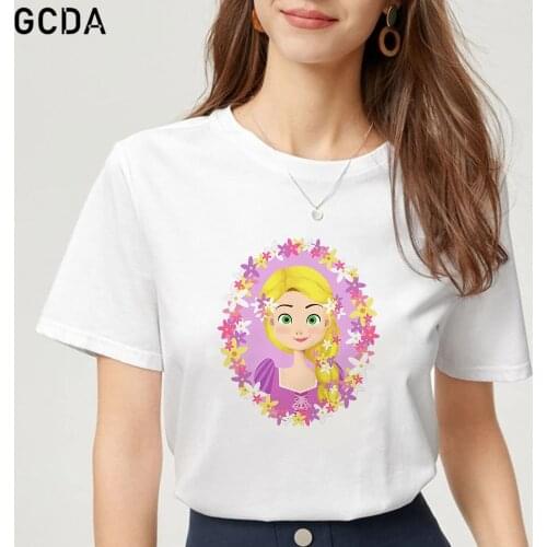 In the Mirror Rapunzel Princess Women T Shirt Cartoon Tshirt Harajuku Female Short Sleeve Girls T-shirt Summer Clothes