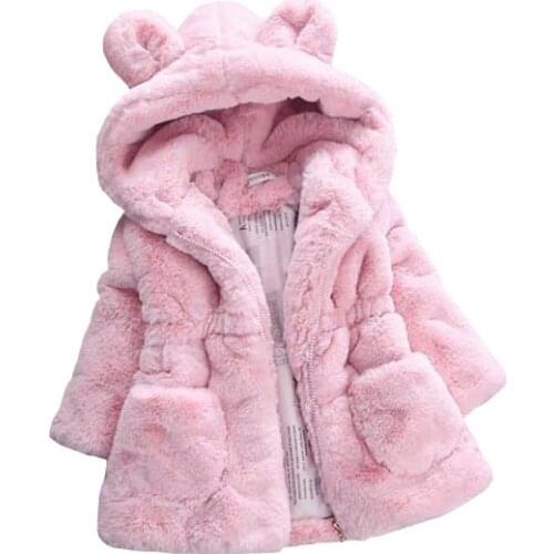 Winter Baby Girls Faux Fur Fleece Coat Party Pageant Warm Jacket Xmas Snowsuit Baby Outerwear Children Clothes