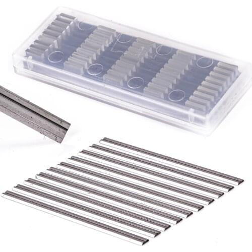 10Pcs 82mm x 5.5mm Reversible Carbide Planer Blades For HSS Soft Hard Woods Ply-wood Board Cutting Woodworking Tool