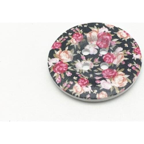 20pcs 50mm Large Wooden Buttons Black Flowers Sewing Overcoat Button Embellishments Crafts Bag Decorations