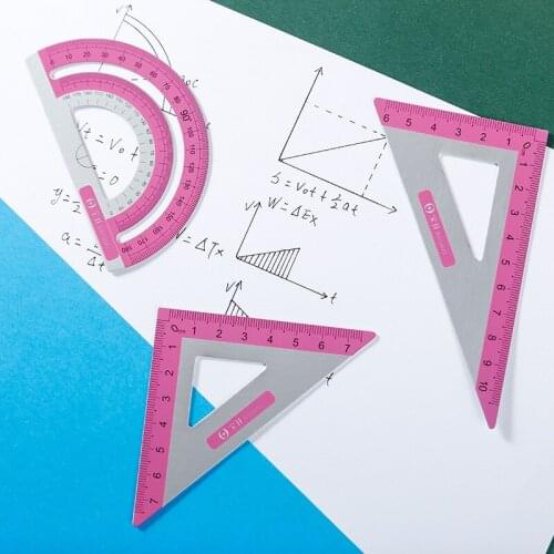 4PCS/Pack Aluminum Alloy Ruler Sets 15CM Straightedge Measurement TriangleRuler Protractor For Students School Office Supplies
