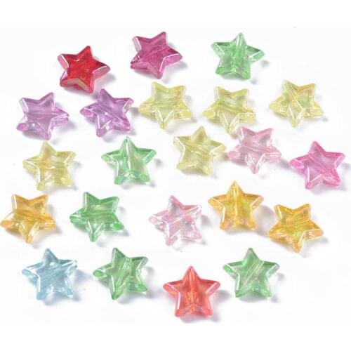 500g Transparent Acrylic Beads Spacer Charms for Jewelry Making Bracelet Necklace Flower Heat Star Mixed Color