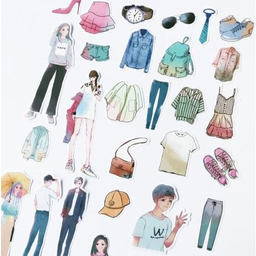 60 pcs /Pack Fashion Models & Fits Decorative Stickers Album Hand Account Decoration