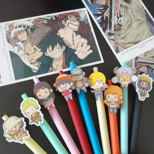 9PCS/lot Gel Pens Japanese anime Cartoon Creative Penguin Silicone Pen Student Writing Office Stationery Black Signature Pen